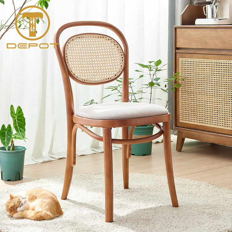 OAK CHAIR WITH-RATTAN BACKED CUSHION