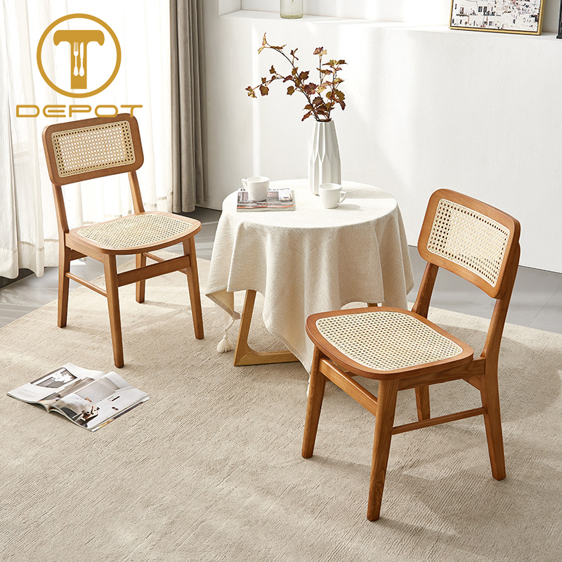 WOODEN CHAIR SIMPLE RATTAN WEAVING