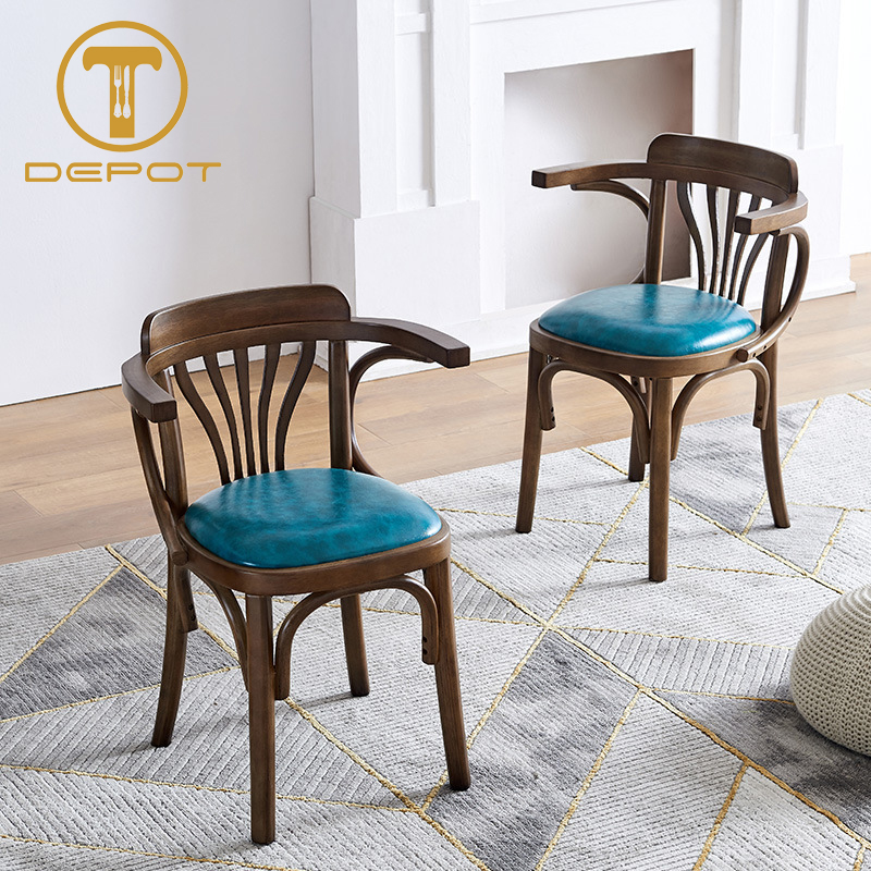 SOLID WOOD CHAIR WITH LEATHER CUSHION