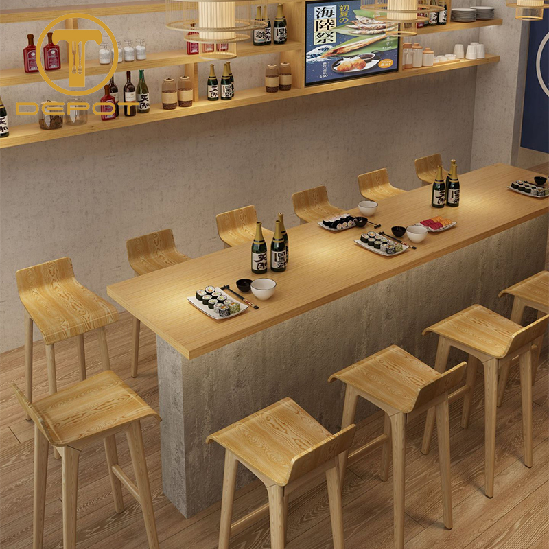 BAR STOOL WITH INDUSTRIAL STYLE HIGH FEET SIMPLE LOG BENT PLATE CUSHION