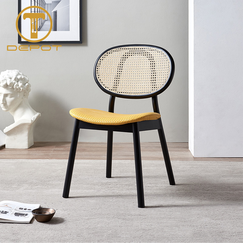 WOODEN CHAIR MODERN AND SIMPLE RATTAN DINING CHAIR