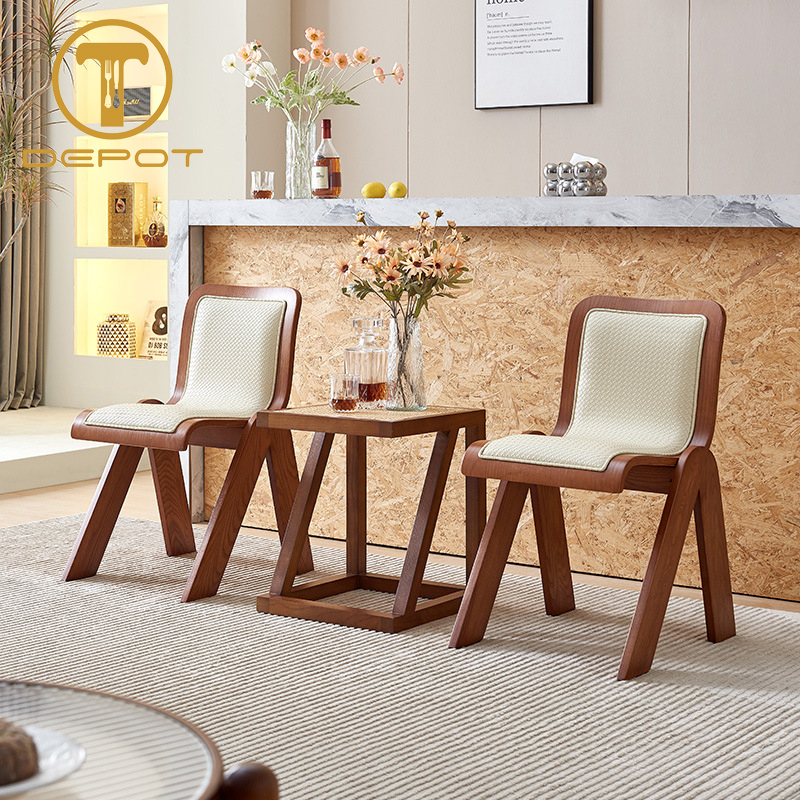RESTAURANT CHAIR WITH LIGHT LUXURY WOVEN BACKREST
